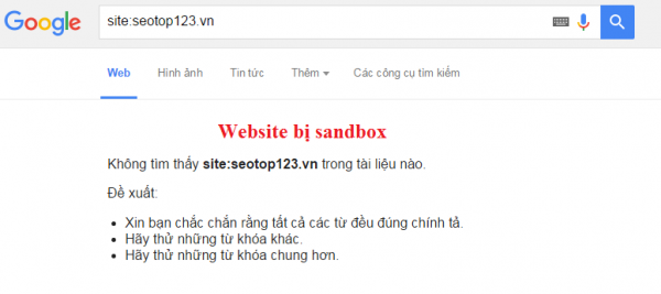 website bị sanbox