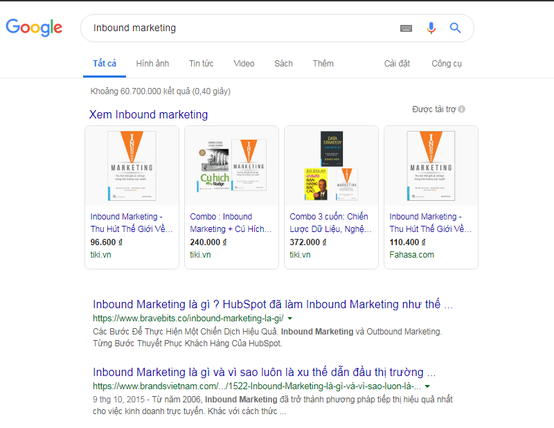 Tìm kiếm inbound marketing trên google